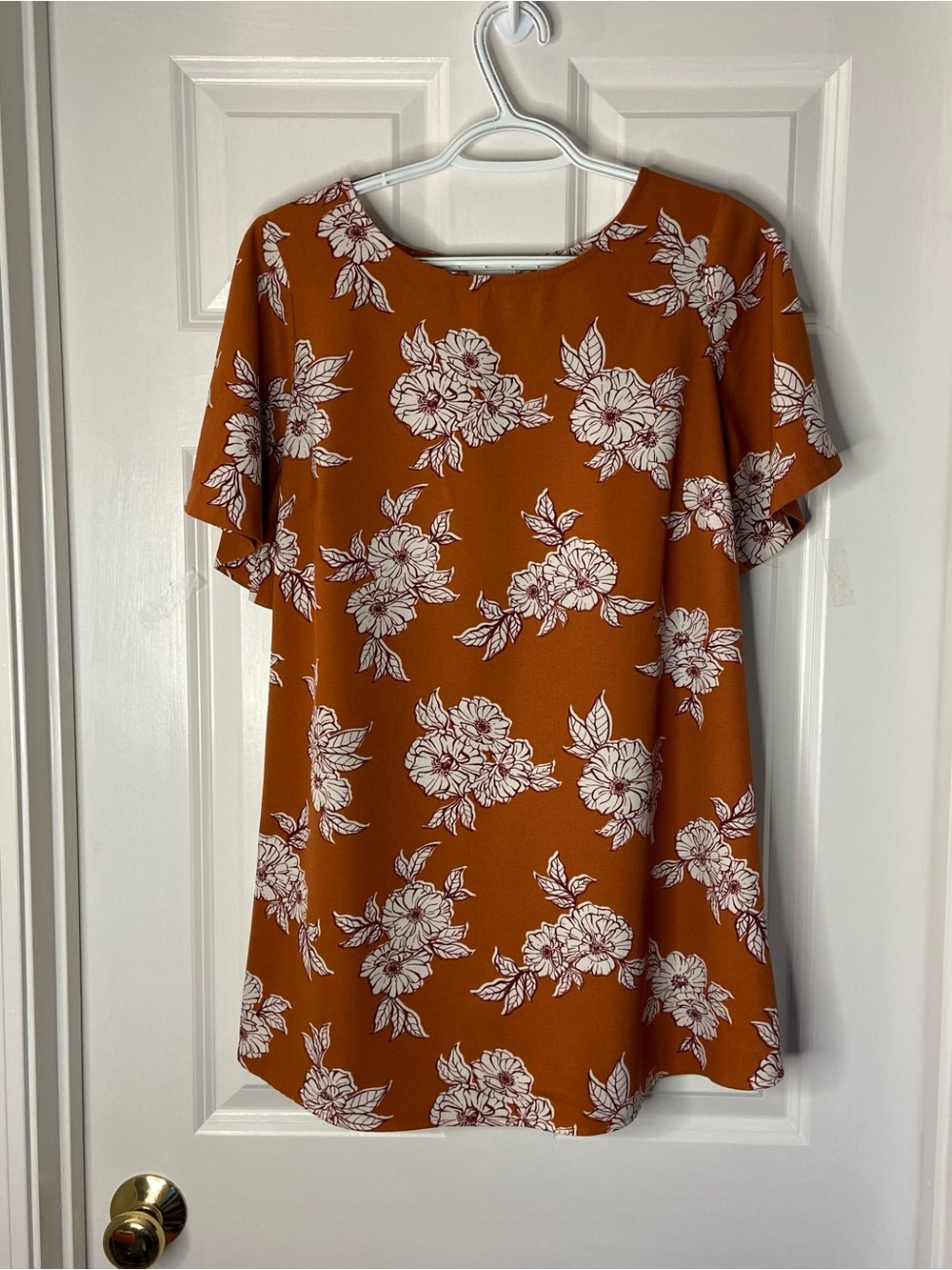 Isabel Maternity by Ingrid & Isabel Rust Floral Short-Sleeve Tunic - XS